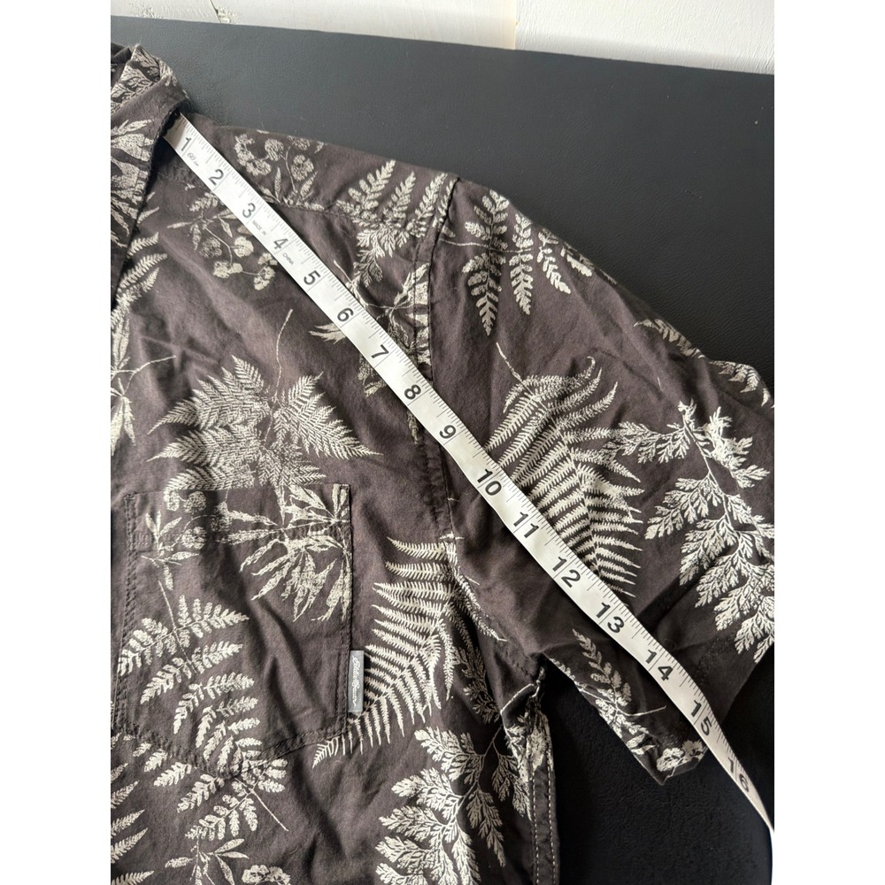Eddie Bauer Mens M Brown Cotton Fern Print Short Sleeve Shirt - Picture 6 of 14